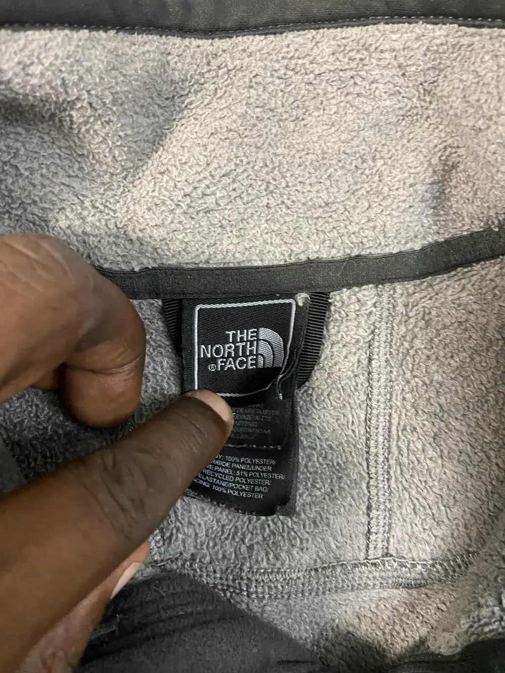 The North Face Jacket Mens Small Gray Black Full Zip Fleece Softshell Panels